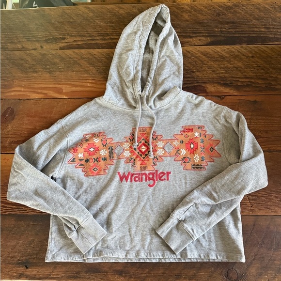 Wrangler Tops - Wrangler Light Gray Retro Pullover Hoodie